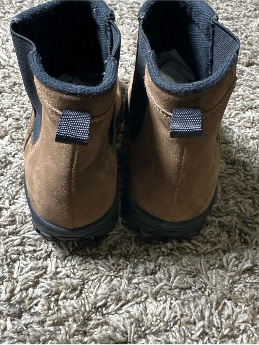 Lands' End Brown Suede Chelsea Boots with Black Elastic Panels Women’s 7M